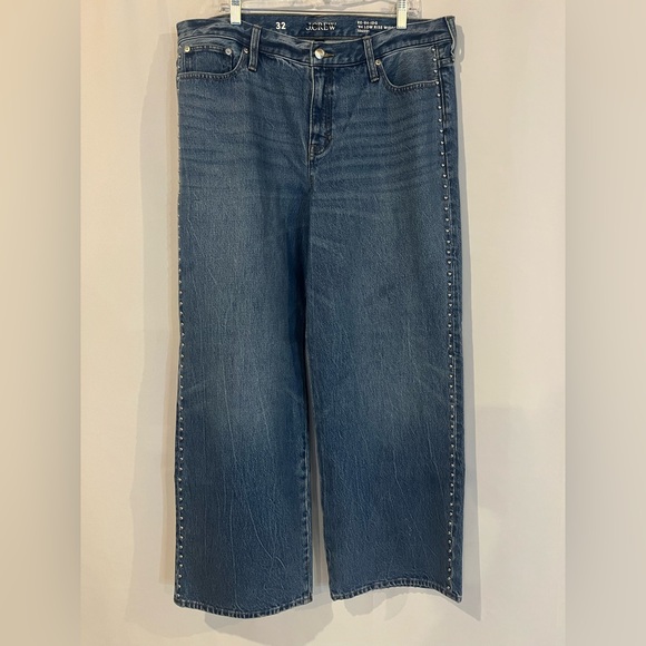 J.Crew Studded Lower Rise Wide Leg Jean 1984 - Picture 8 of 12